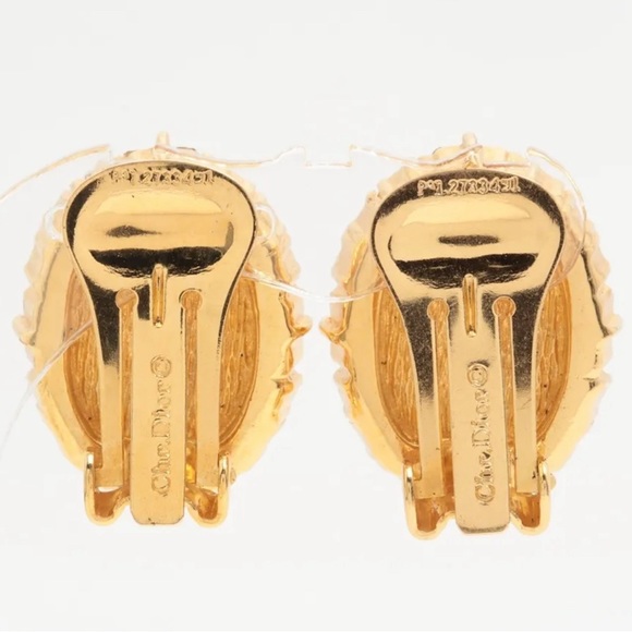 Christian Dior Clip On Crystal Runway Statement Earrings Gold Blue - Picture 3 of 5